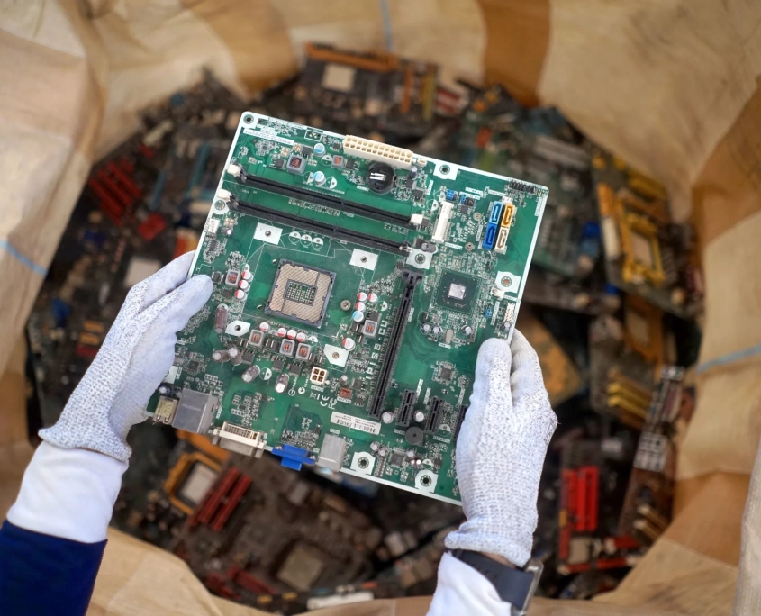 Tampak belakang pekerja daur ulang